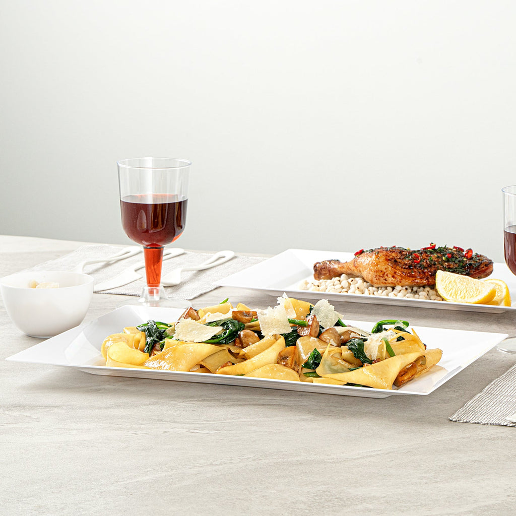 Moderna Rectangle White Plastic Plate - 12 3/4" x 8 1/4" x 3/4" - 10 count box