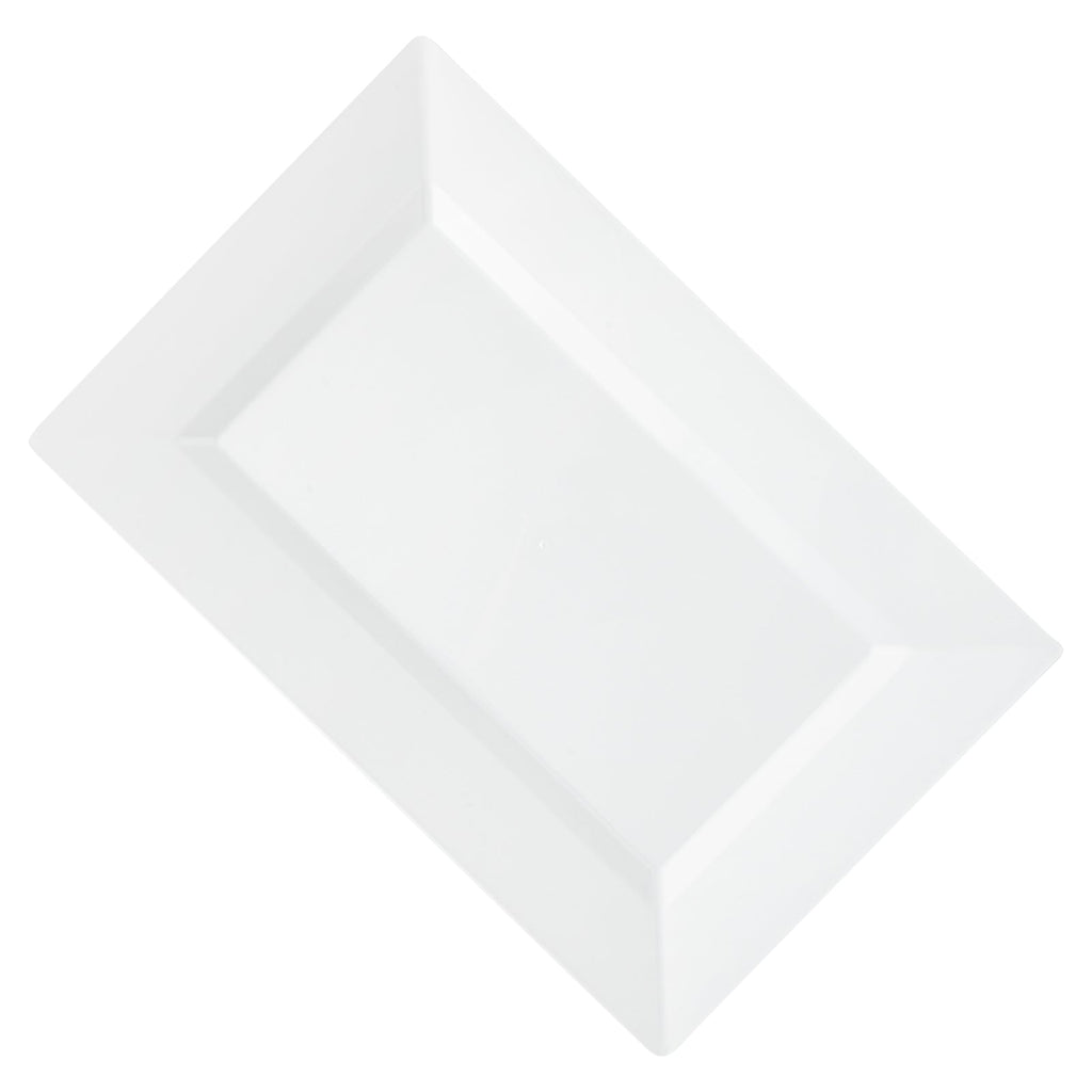Moderna Rectangle White Plastic Plate - 12 3/4" x 8 1/4" x 3/4" - 100 count box
