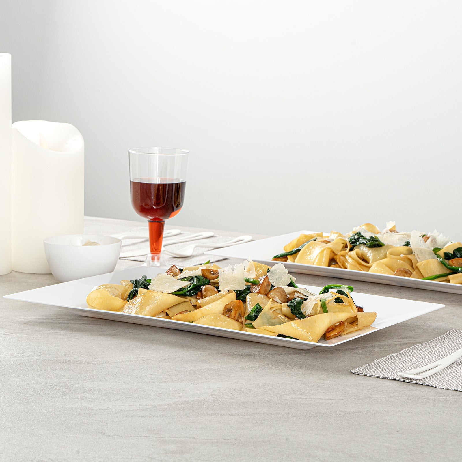 Moderna Rectangle White Plastic Plate - 12 3/4" x 8 1/4" x 3/4" - 100 count box