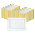Moderna Rectangle White Plastic Gold-Rimmed Plate - 7 1/2" x 5 1/4" x 1/2" - 10 count box