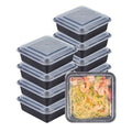 Thermo Tek 32 oz Square Black Plastic Take Out Container - with Lid - 7" x 7" x 2 1/2" - 50 count box