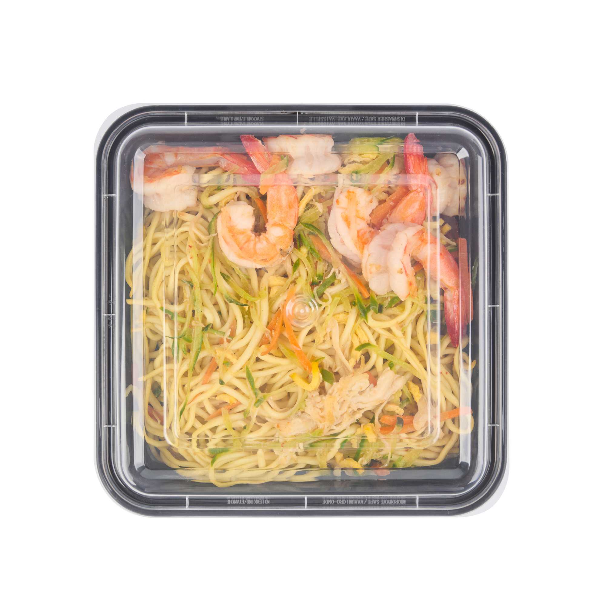 Thermo Tek 32 oz Square Black Plastic Take Out Container - with Lid - 7" x 7" x 2 1/2" - 50 count box