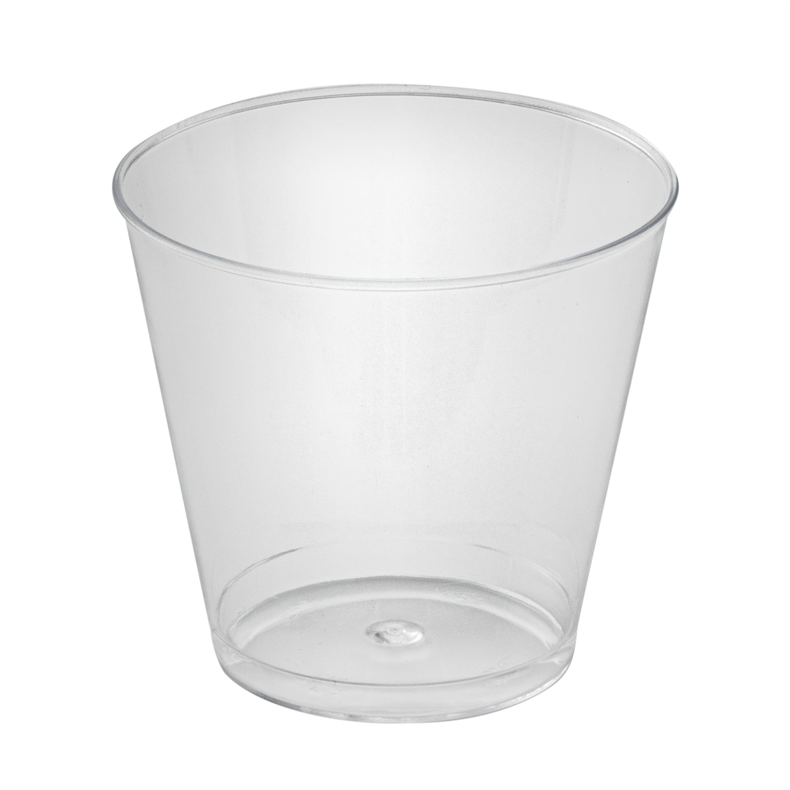 Chef 101 1 oz Clear Plastic Shot Glass - 1 3/4" x 1 3/4" x 1 1/2" - 50 count box