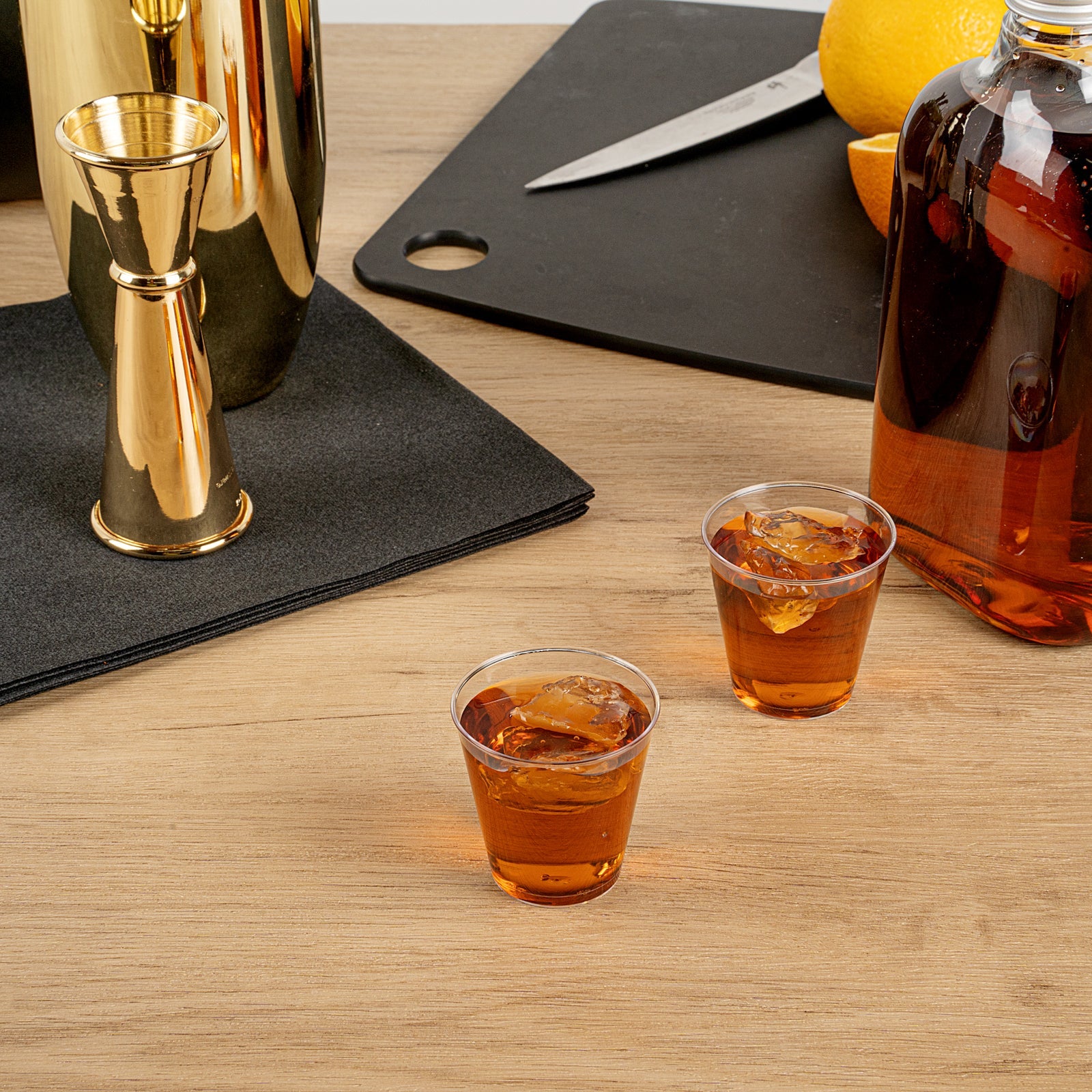 Chef 101 2 oz Clear Plastic Shot Glass - 2" x 2" x 2" - 50 count box