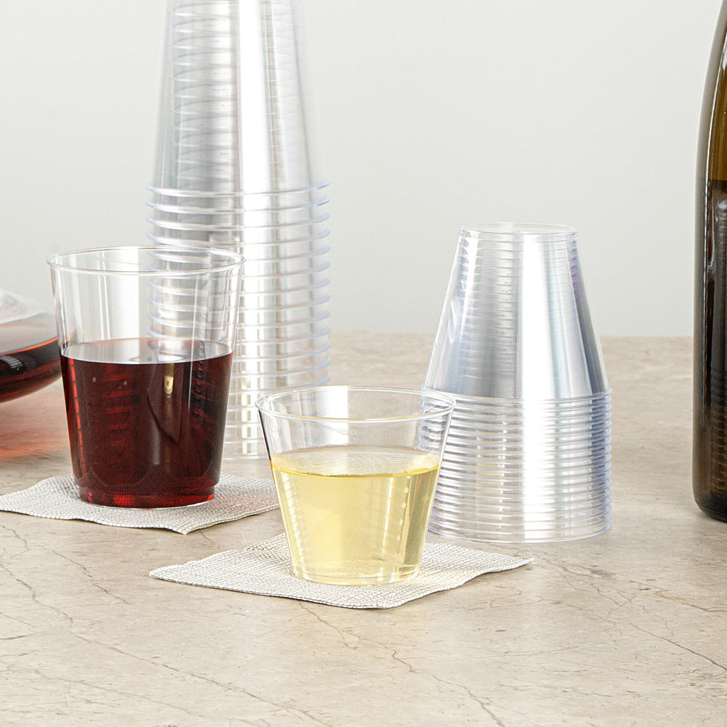 Chef 101 5 oz Clear Plastic Tumbler - 2 3/4" x 2 3/4" x 2 1/4" - 20 count box