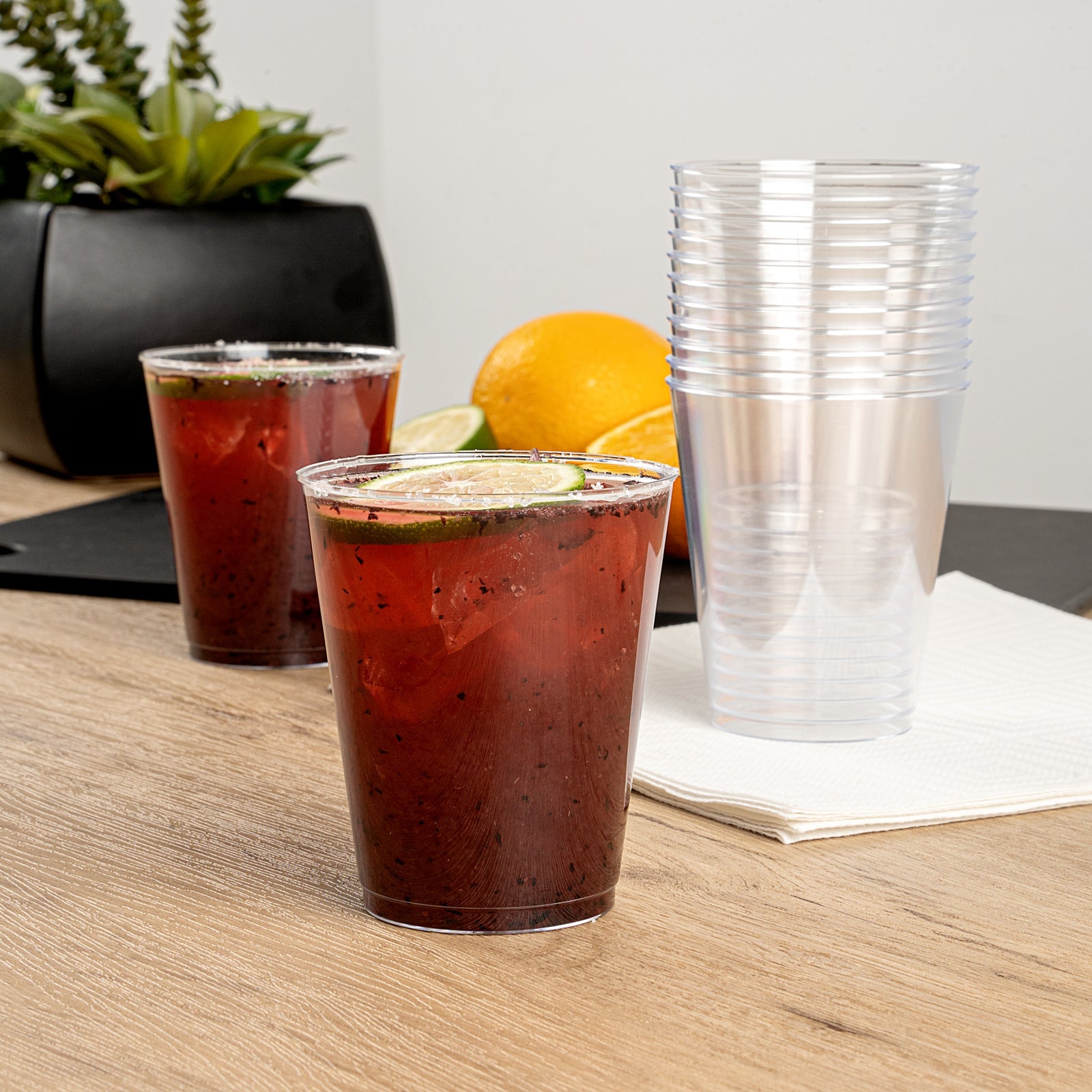 Chef 101 7 oz Clear Plastic Tumbler - 2 3/4" x 2 3/4" x 3 1/4" - 20 count box