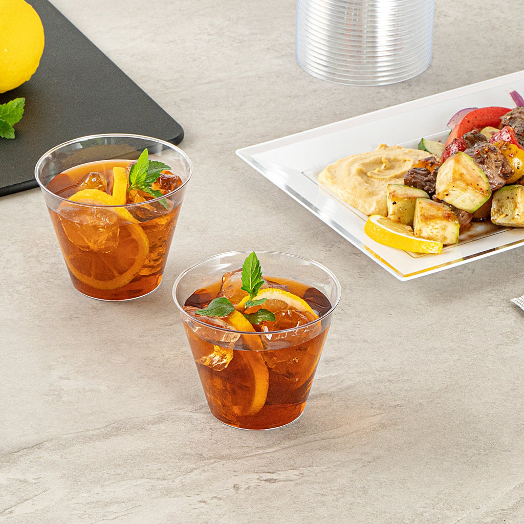Chef 101 9 oz Clear Plastic Tumbler - 3 1/2" x 3 1/2" x 2 3/4" - 20 count box