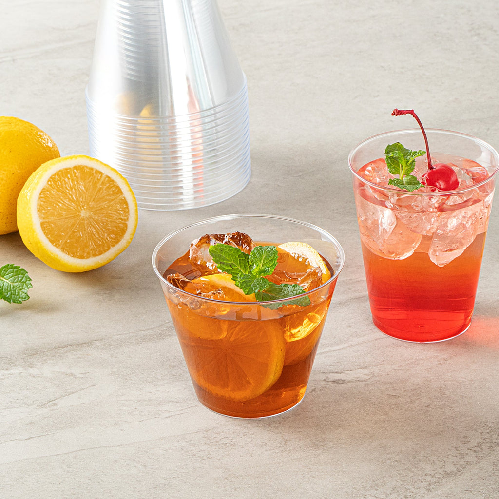 Chef 101 9 oz Clear Plastic Tumbler - 3 1/2" x 3 1/2" x 2 3/4" - 20 count box