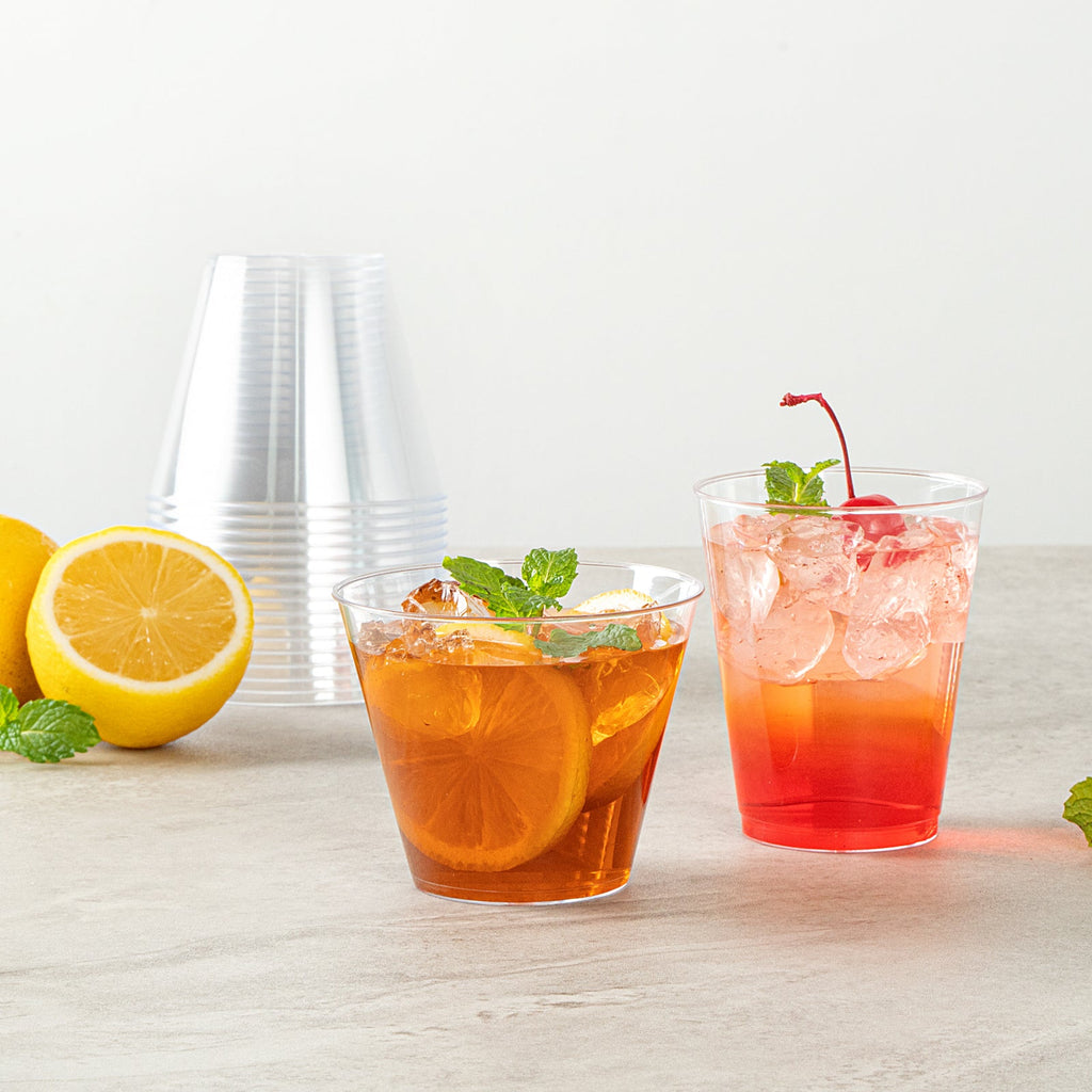 Chef 101 9 oz Clear Plastic Tumbler - 3 1/2" x 3 1/2" x 2 3/4" - 20 count box