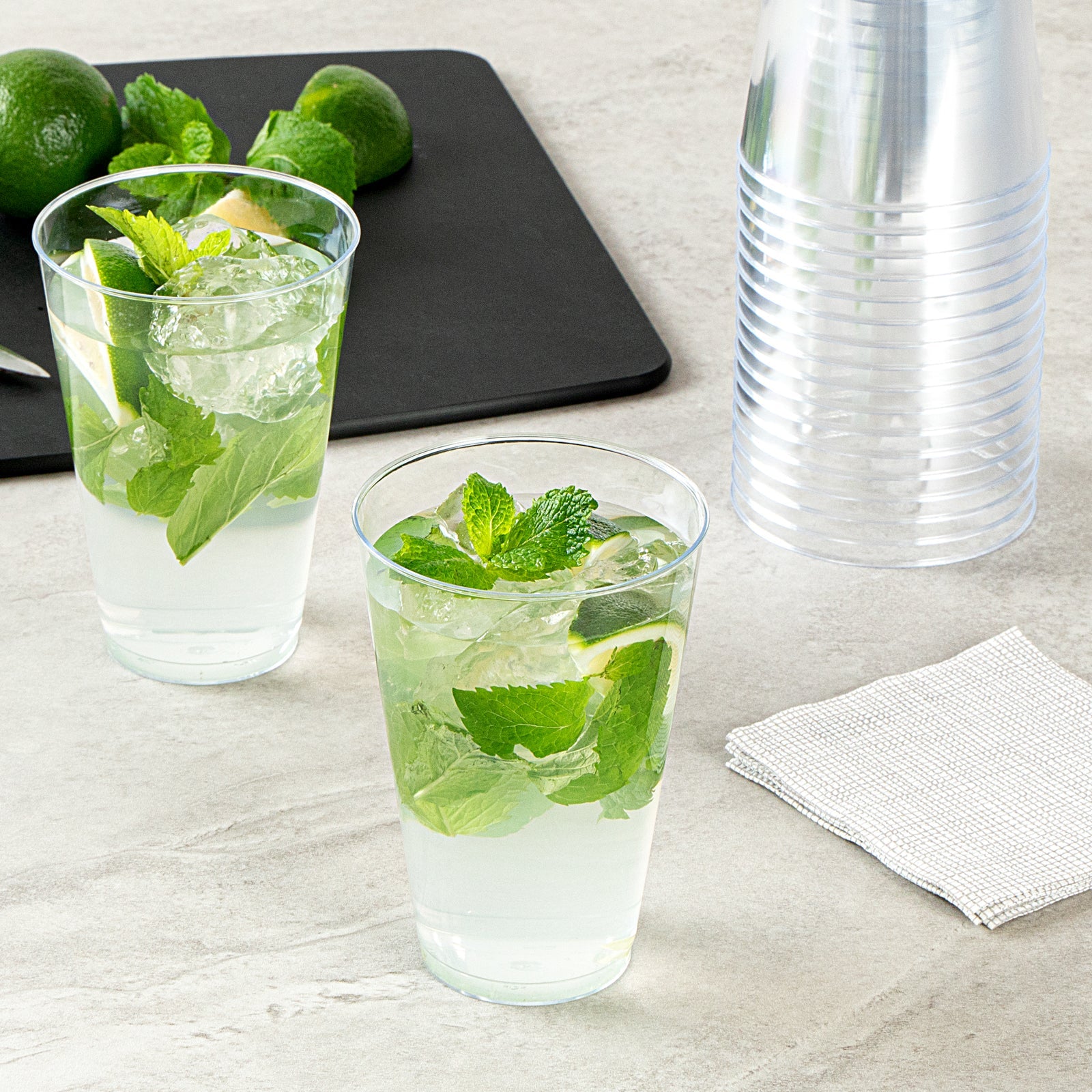 Chef 101 14 oz Clear Plastic Tumbler - 3 1/4" x 3 1/4" x 4 3/4" - 20 count box