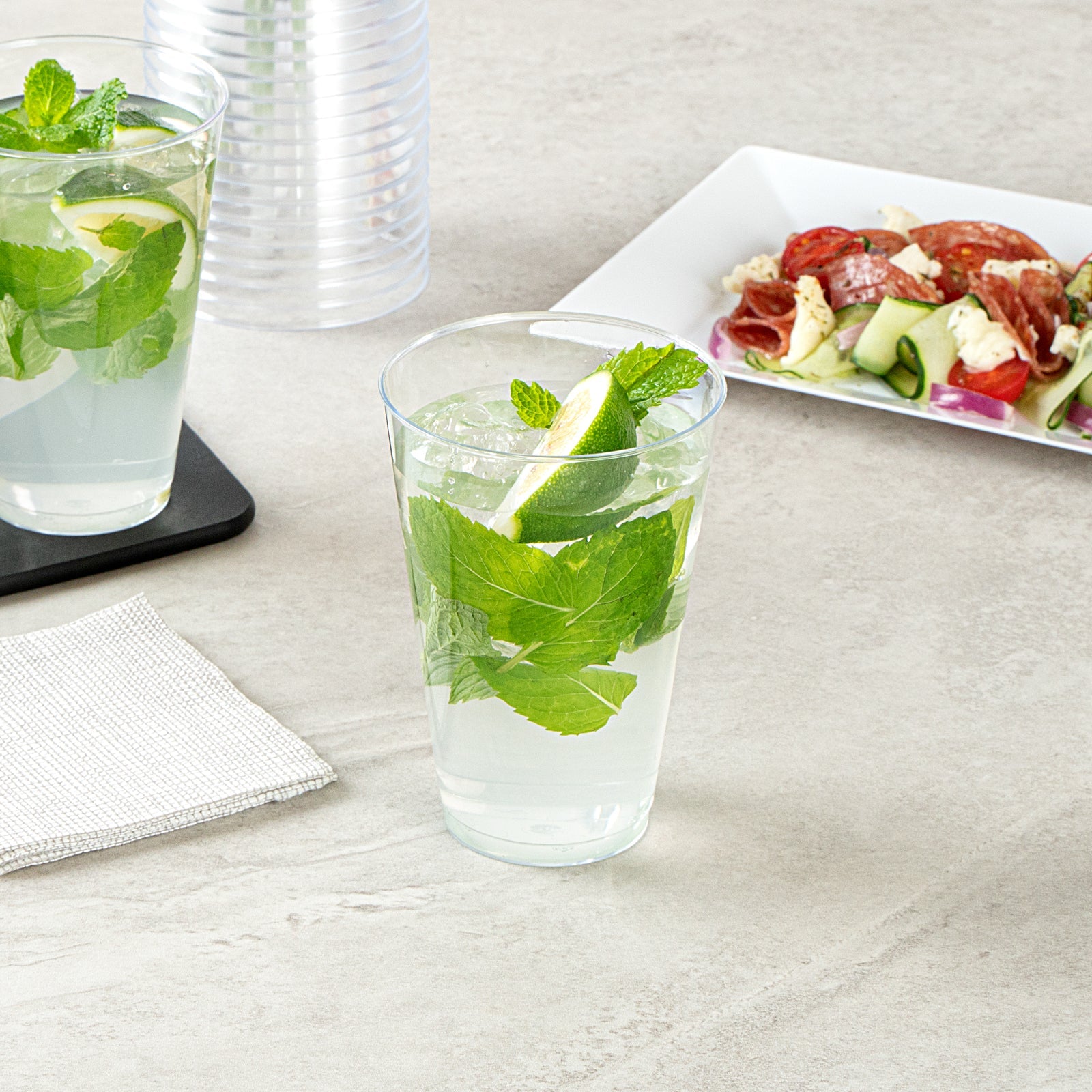 Chef 101 14 oz Clear Plastic Tumbler - 3 1/4" x 3 1/4" x 4 3/4" - 20 count box