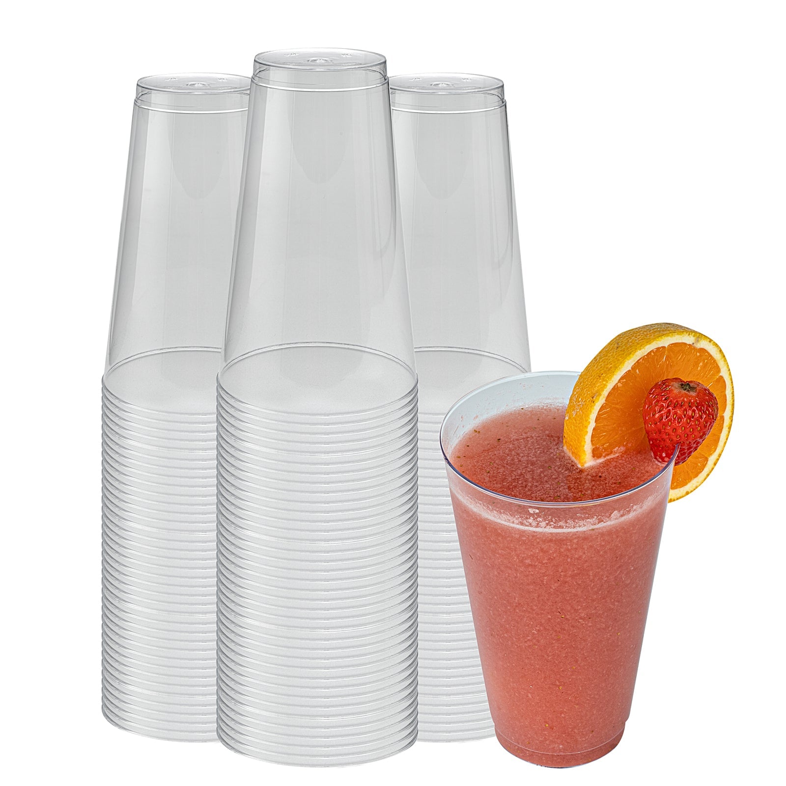 Chef 101 16 oz Clear Plastic Tumbler - 3 1/4" x 3 1/4" x 5 1/4" - 20 count box