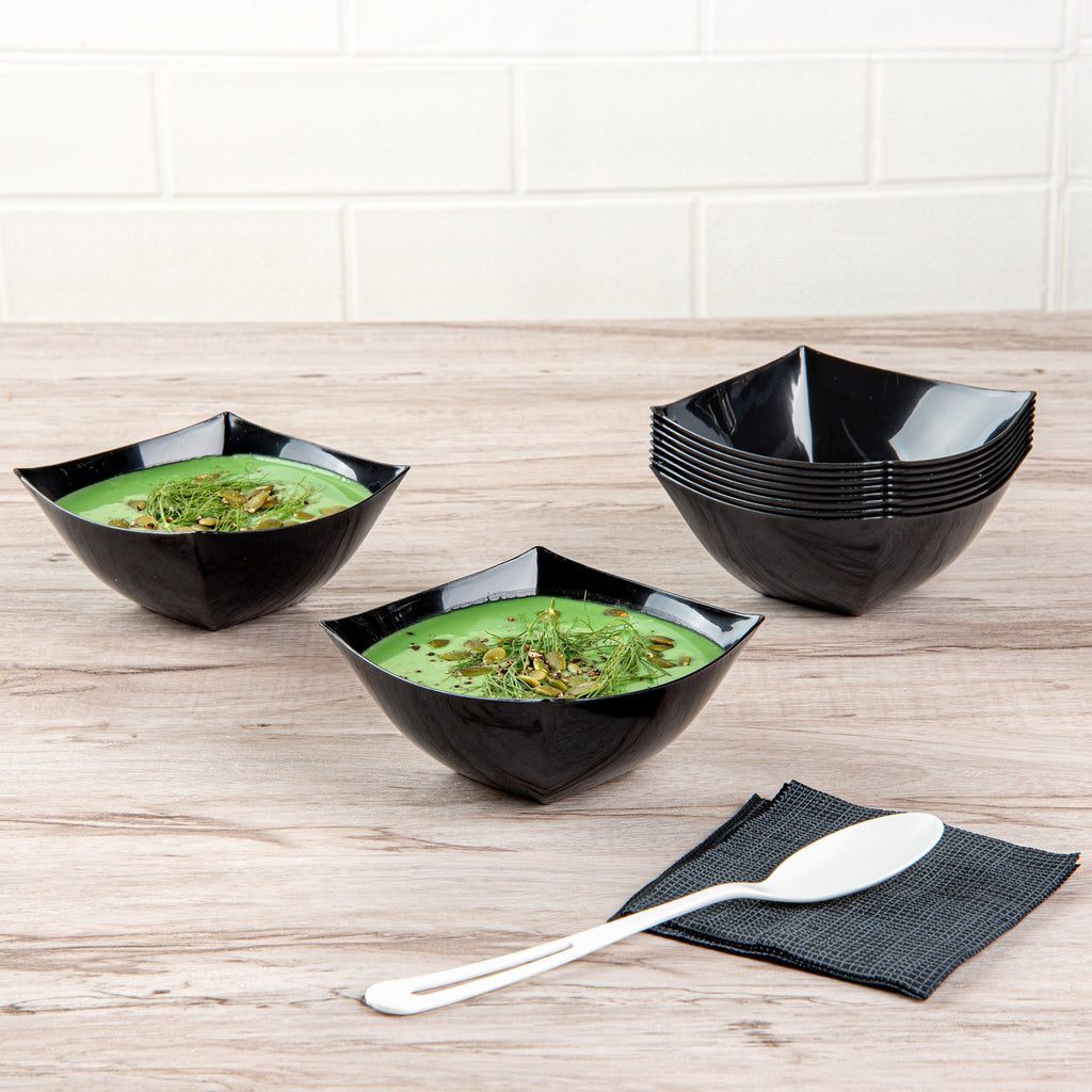 Moderna 8 oz Square Black Plastic Bowl - 4 1/2" x 4 1/2" x 2" - 10 count box