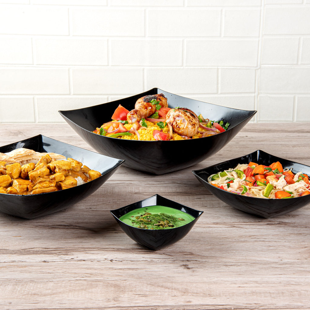 Moderna 8 oz Square Black Plastic Bowl - 4 1/2" x 4 1/2" x 2" - 10 count box