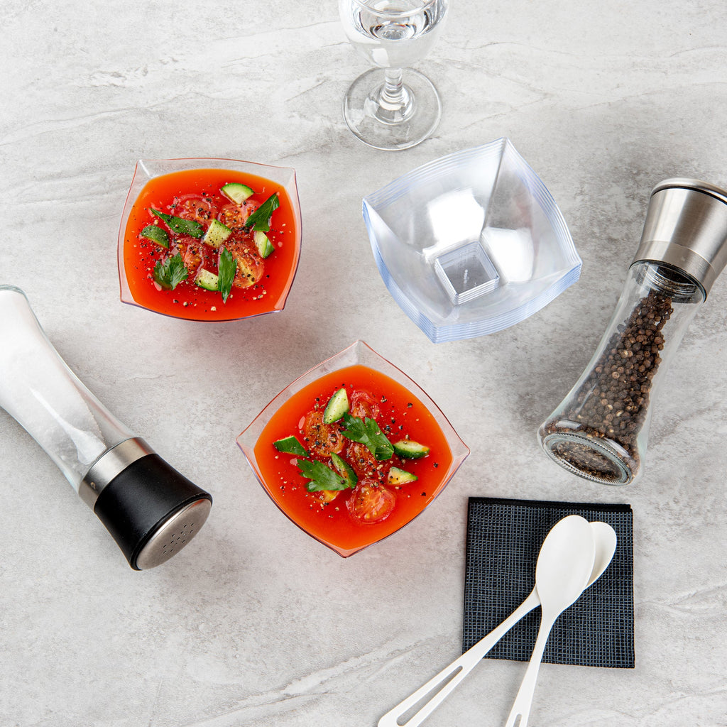 Moderna 8 oz Square Clear Plastic Bowl - 4 1/2" x 4 1/2" x 2" - 100 count box
