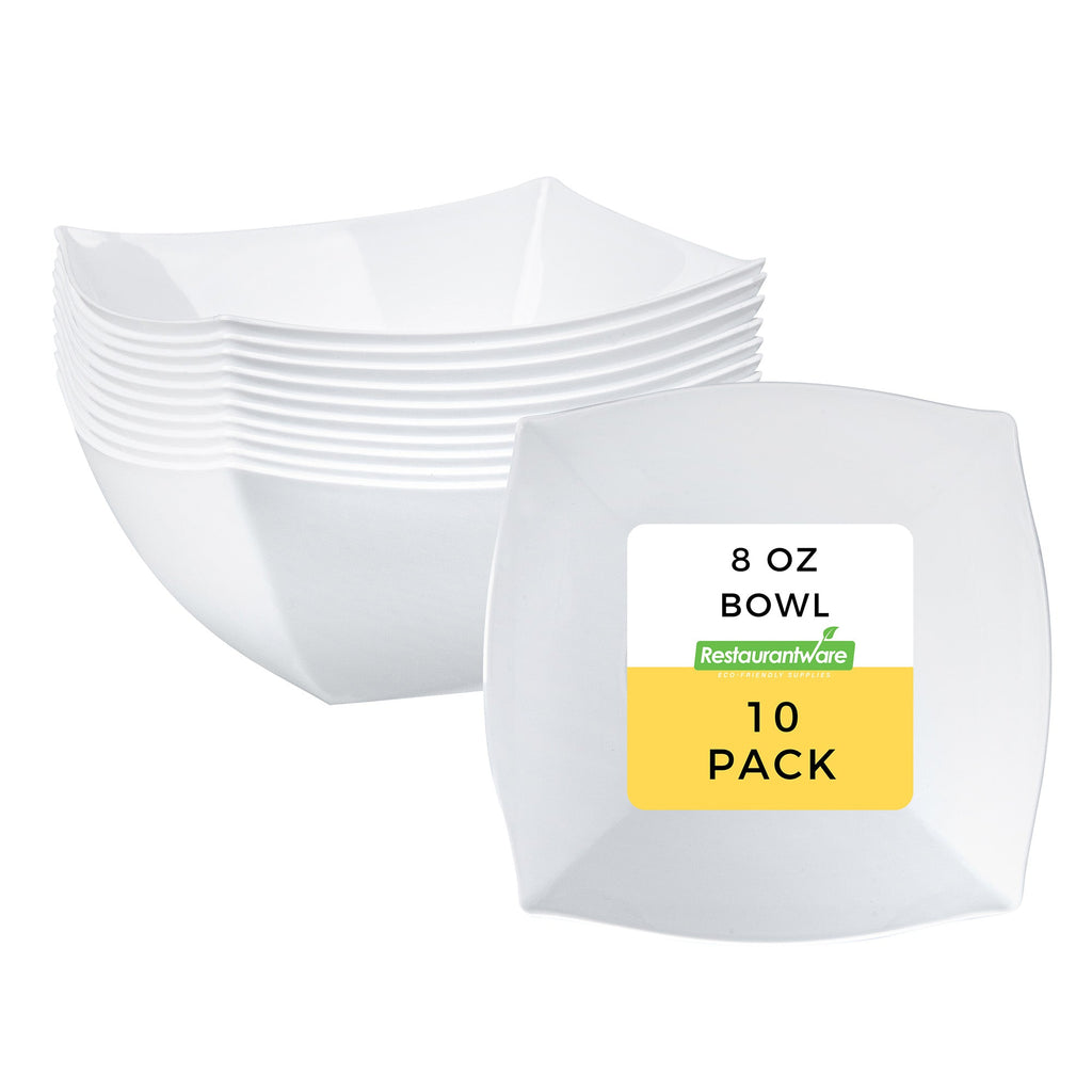 Moderna 8 oz Square White Plastic Bowl - 4 1/2" x 4 1/2" x 2" - 10 count box