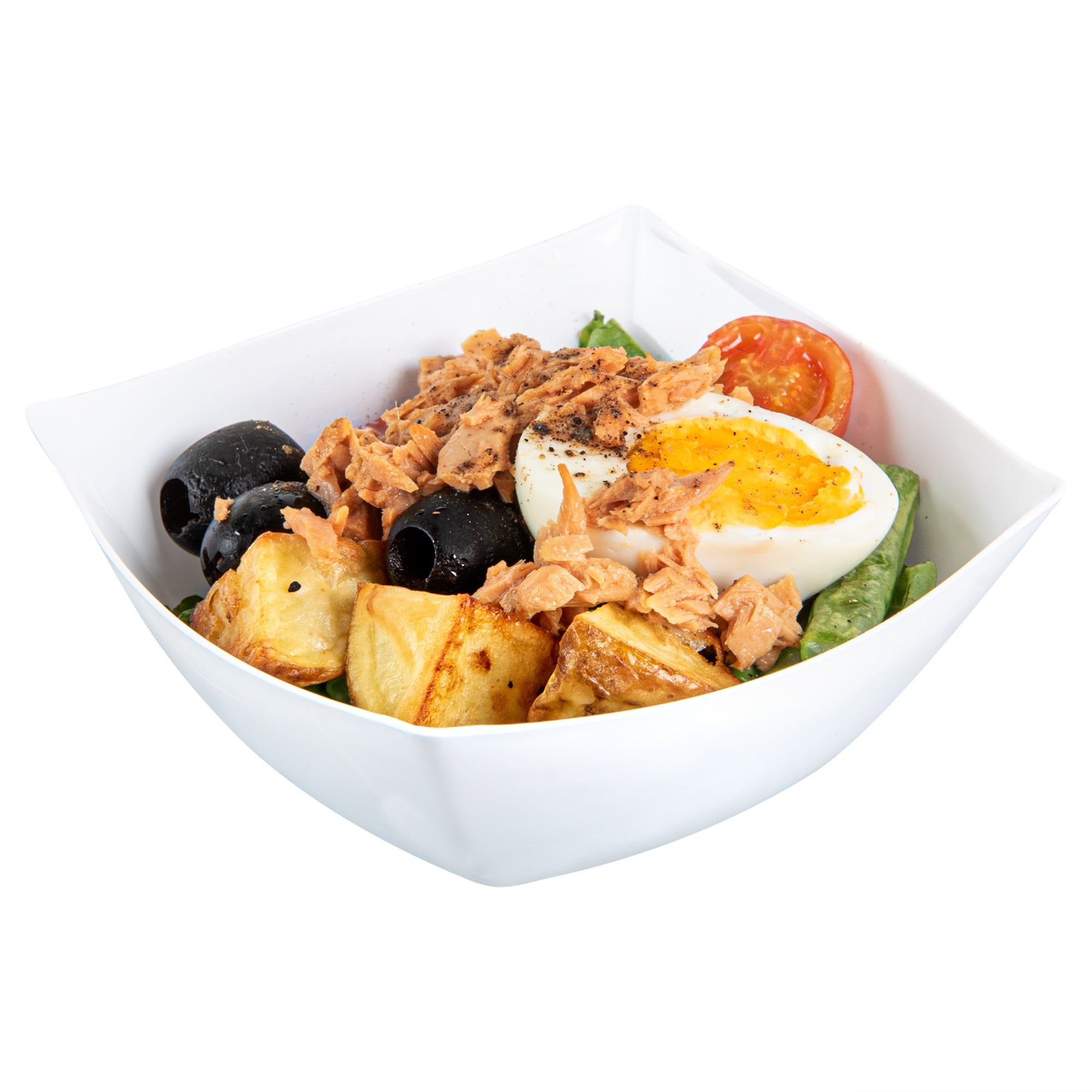 Moderna 8 oz Square White Plastic Bowl - 4 1/2" x 4 1/2" x 2" - 10 count box