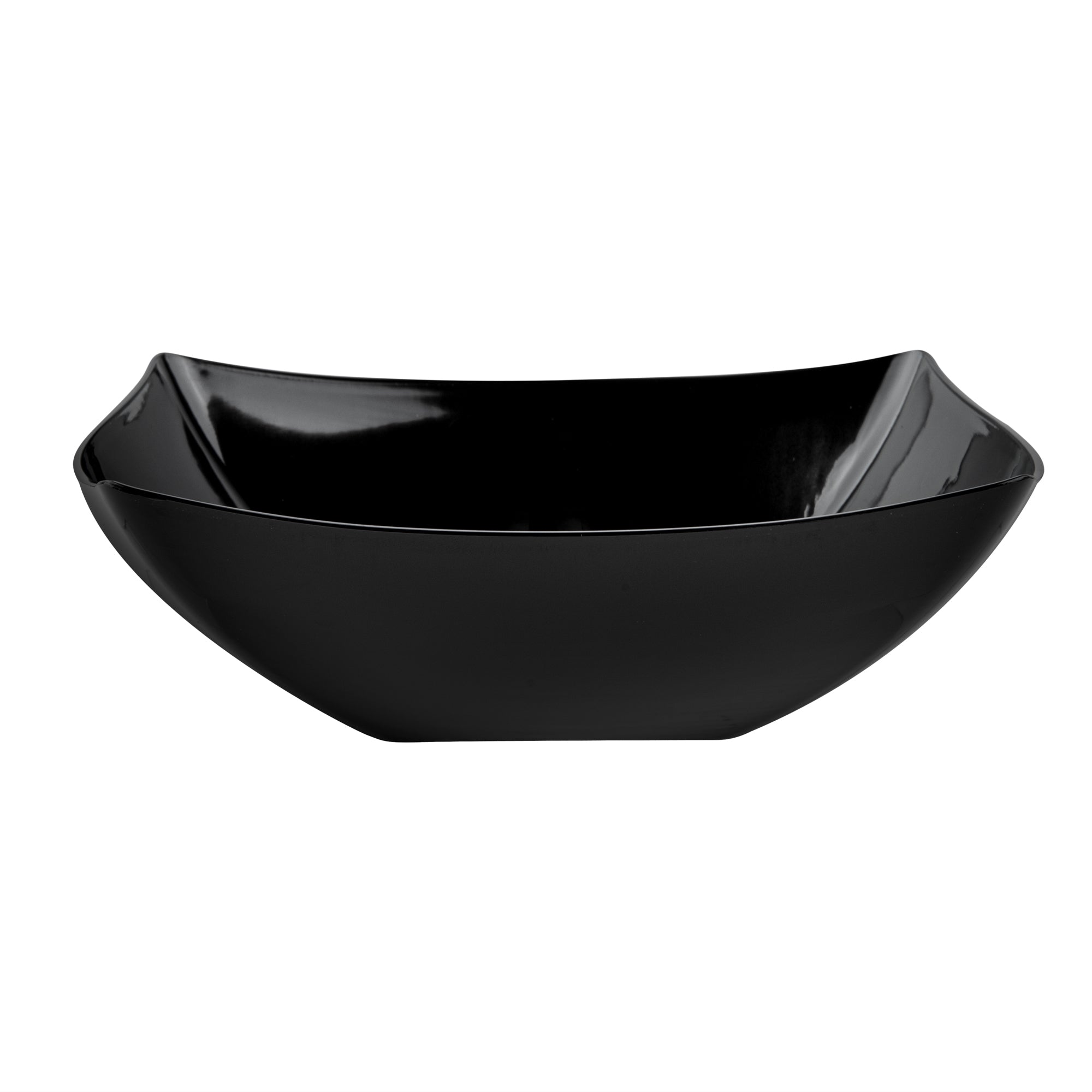 Moderna 32 oz Square Black Plastic Bowl - 7 3/4" x 7 3/4" x 2 1/4" - 10 count box