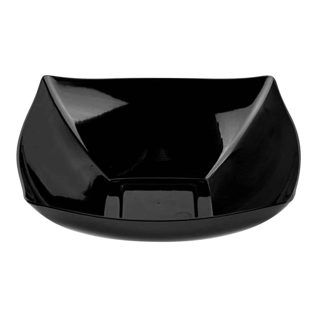 Moderna 32 oz Square Black Plastic Bowl - 7 3/4" x 7 3/4" x 2 1/4" - 100 count box