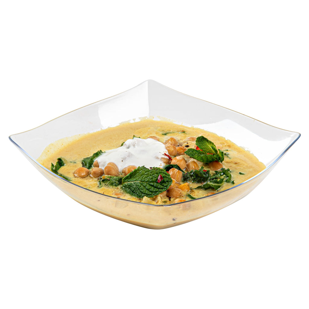 Moderna 32 oz Square Clear Plastic Bowl - 7 3/4" x 7 3/4" x 2 1/4" - 10 count box