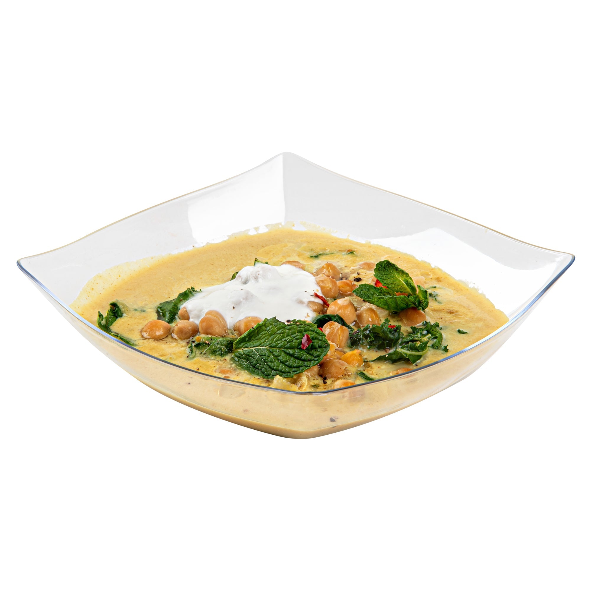 Moderna 32 oz Square Clear Plastic Bowl - 7 3/4" x 7 3/4" x 2 1/4" - 10 count box