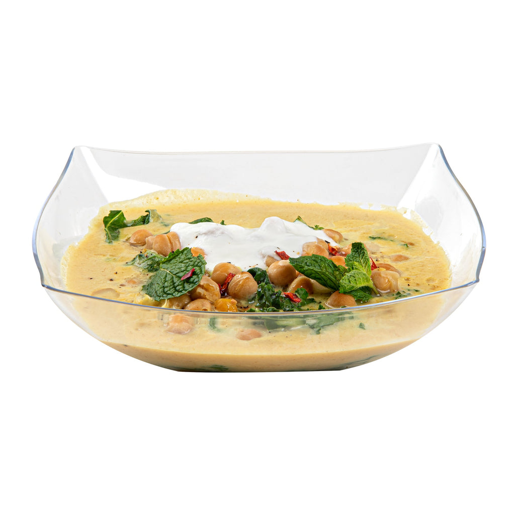 Moderna 32 oz Square Clear Plastic Bowl - 7 3/4" x 7 3/4" x 2 1/4" - 10 count box
