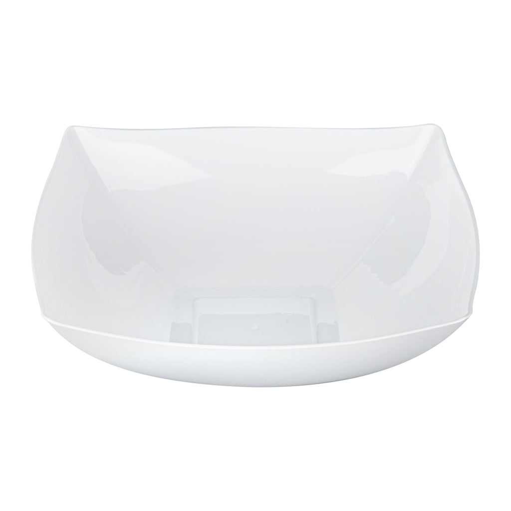 Moderna 32 oz Square White Plastic Bowl - 7 3/4" x 7 3/4" x 2 1/4" - 100 count box