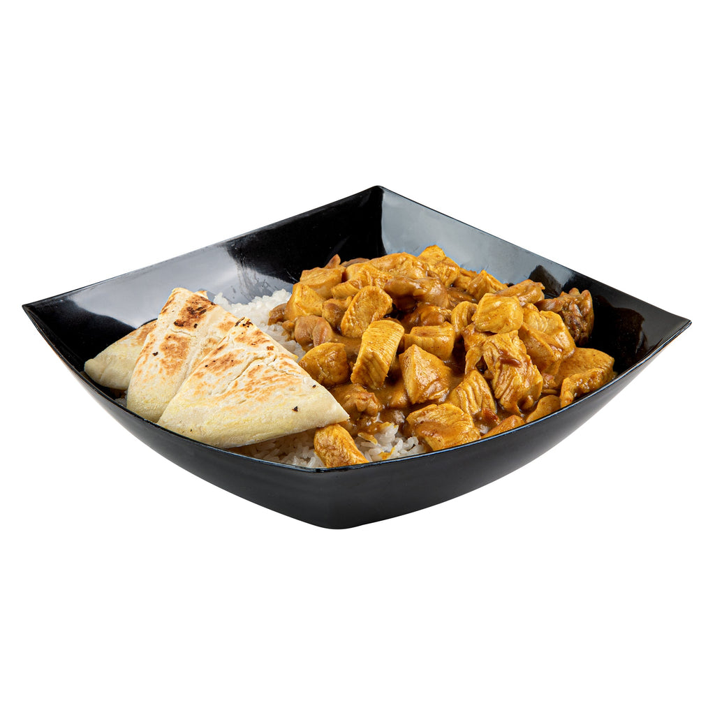 Moderna 64 oz Square Black Plastic Serving Bowl - 9 3/4" x 9 3/4" x 3" - 100 count box