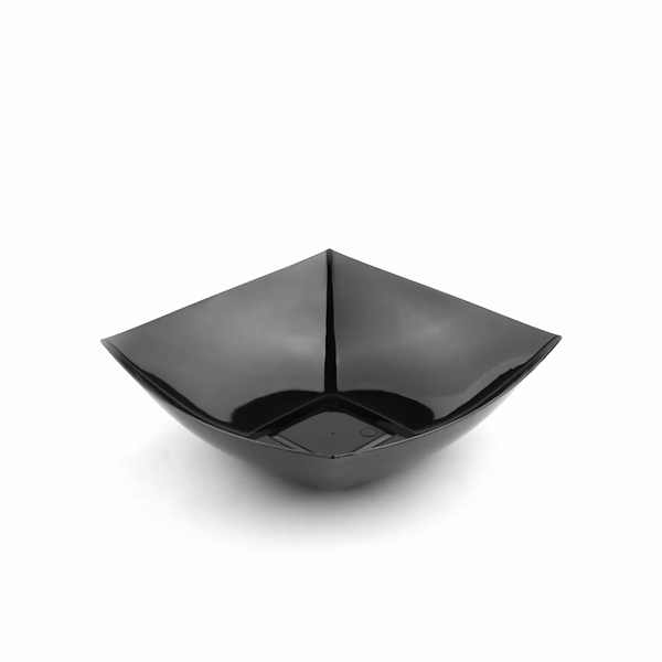 Moderna 64 oz Square Black Plastic Serving Bowl - 9 3/4" x 9 3/4" x 3" - 100 count box