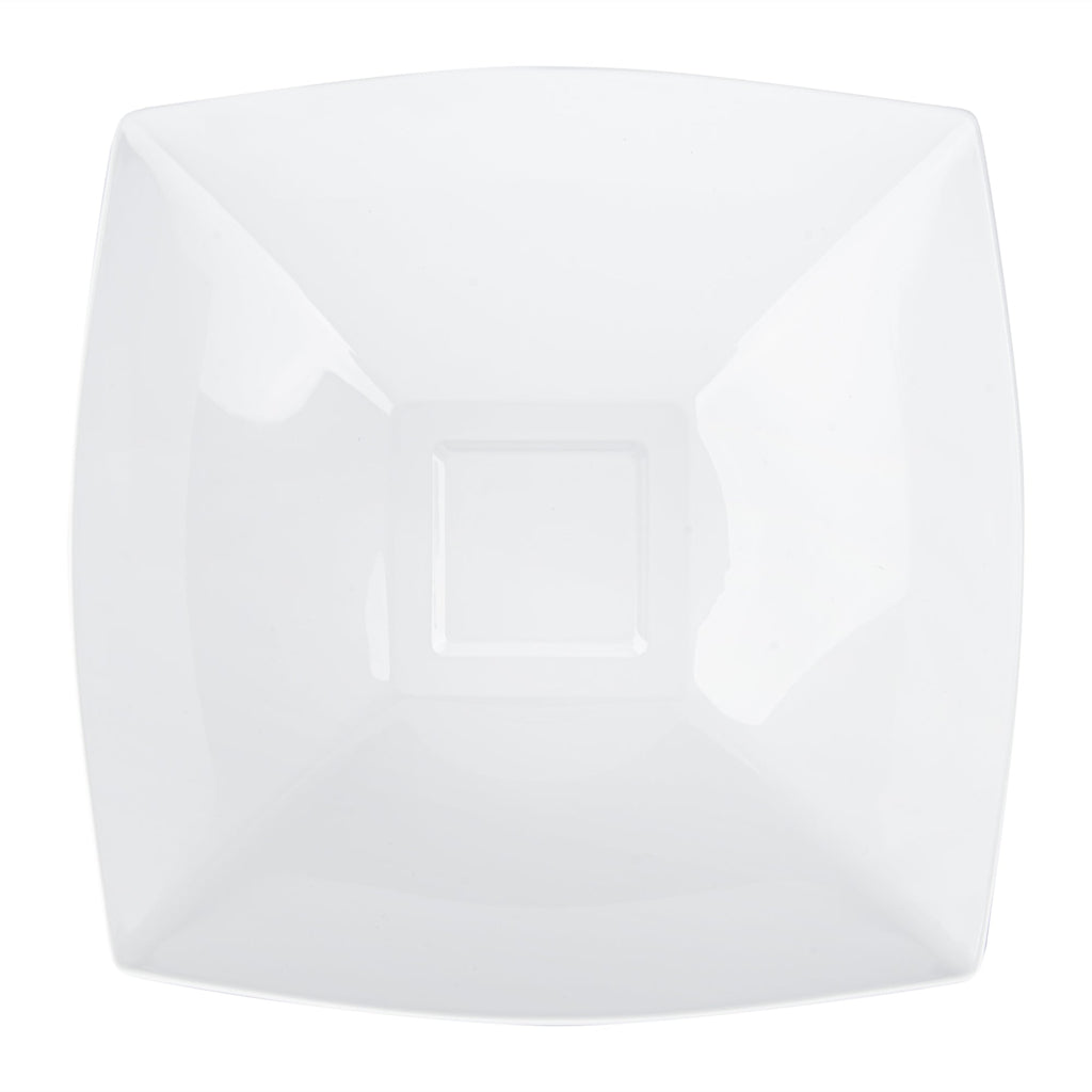 Moderna 64 oz Square White Plastic Serving Bowl - 9 3/4" x 9 3/4" x 3" - 100 count box