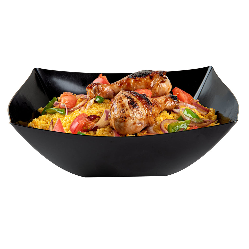 Moderna 128 oz Square Black Plastic Serving Bowl - 12" x 12" x 4" - 40 count box