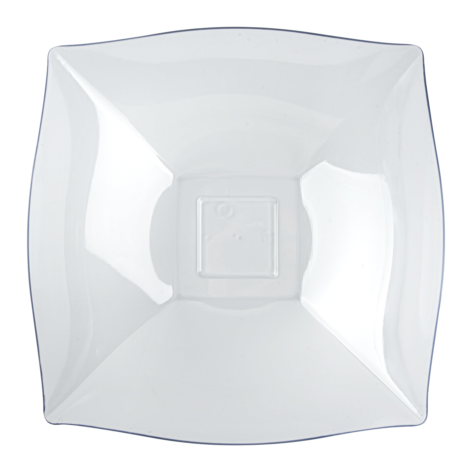 Moderna 128 oz Square Clear Plastic Serving Bowl - 12" x 12" x 4" - 40 count box