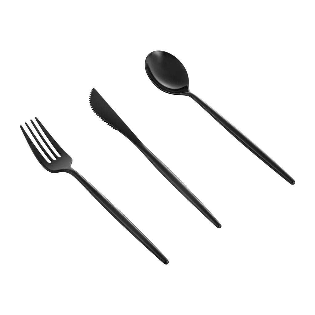 Moderna Black Plastic Cutlery Set - 7 1/2" - 60 count box