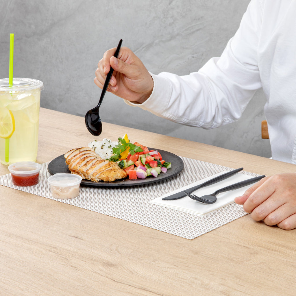 Moderna Black Plastic Cutlery Set - 7 1/2" - 60 count box