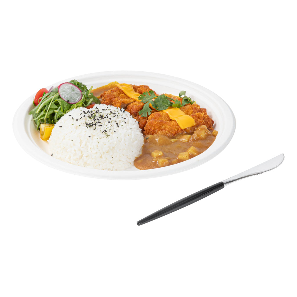 Moderna Silver Plastic Knife - with Black Handle - 7 3/4" - 500 count box
