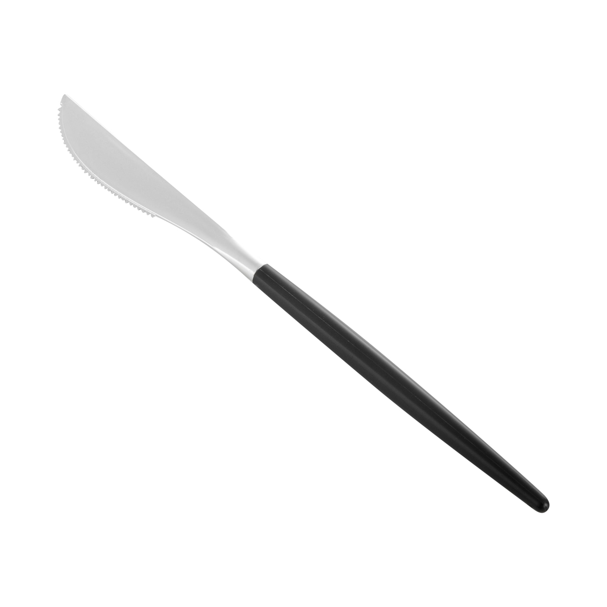 Moderna Silver Plastic Knife - with Black Handle - 7 3/4" - 500 count box