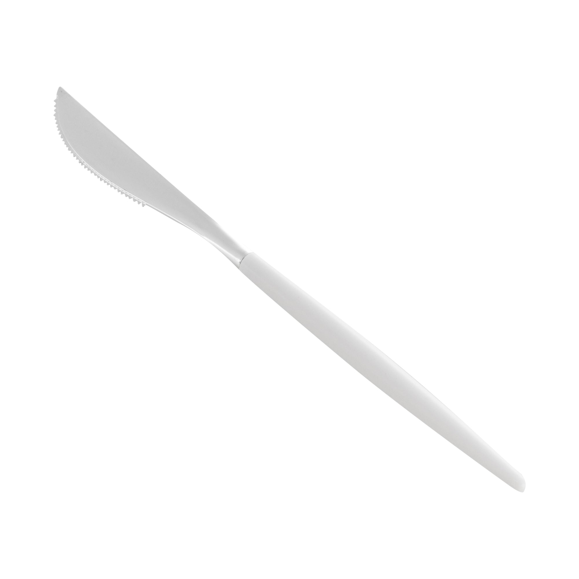 Moderna Silver Plastic Knife - with White Handle - 7 3/4" - 50 count box