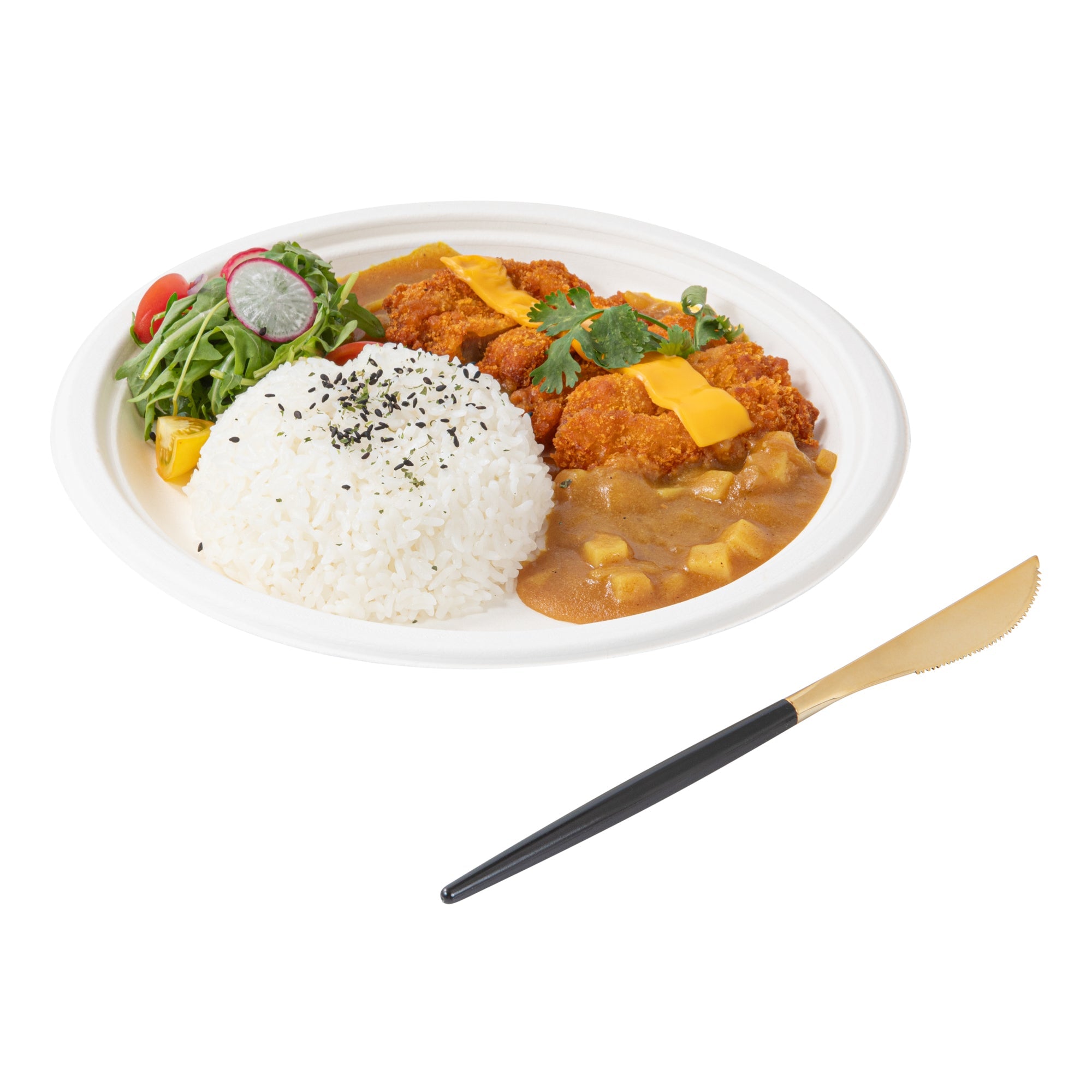 Moderna Gold Plastic Knife - with Black Handle - 7 3/4" - 50 count box