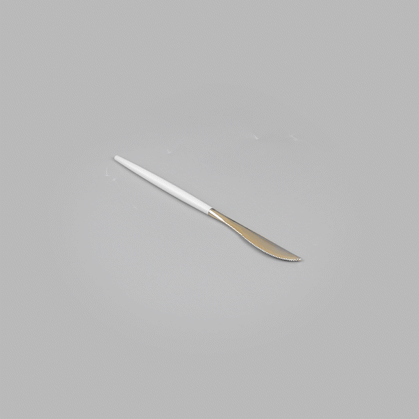 Moderna Gold Plastic Knife - with White Handle - 7 3/4" - 50 count box