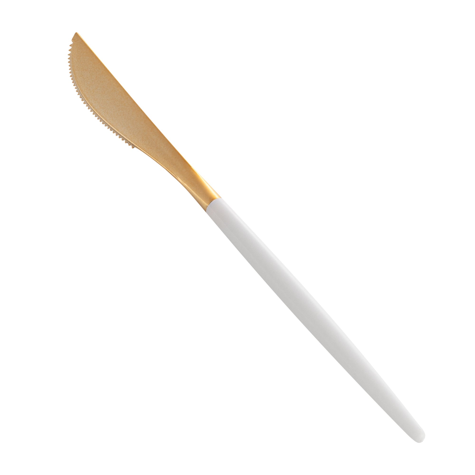 Moderna Gold Plastic Knife - with White Handle - 7 3/4" - 50 count box
