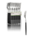 Moderna Silver Plastic Fork - with Black Handle - 7 1/2" - 50 count box