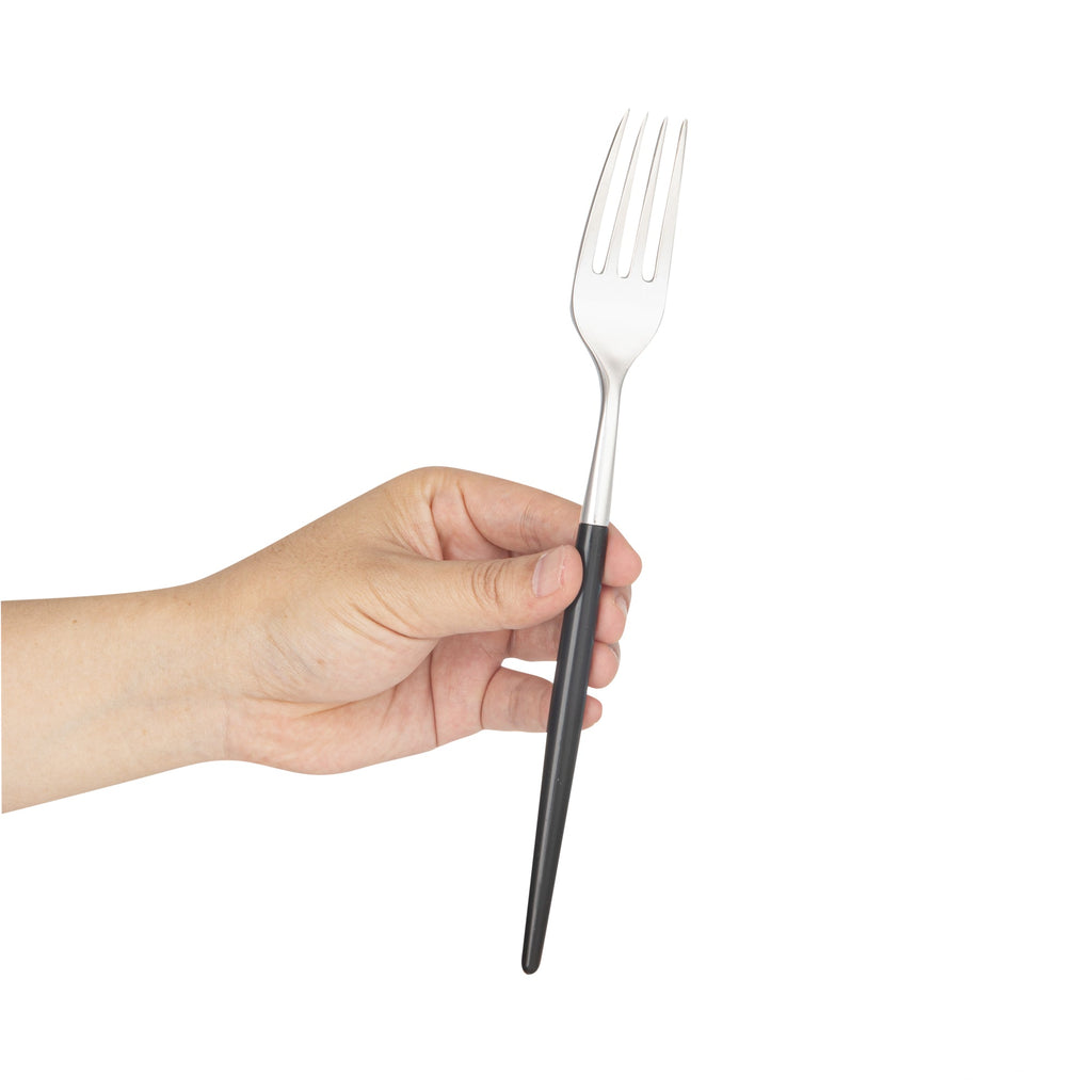 Moderna Silver Plastic Fork - with Black Handle - 7 1/2" - 50 count box