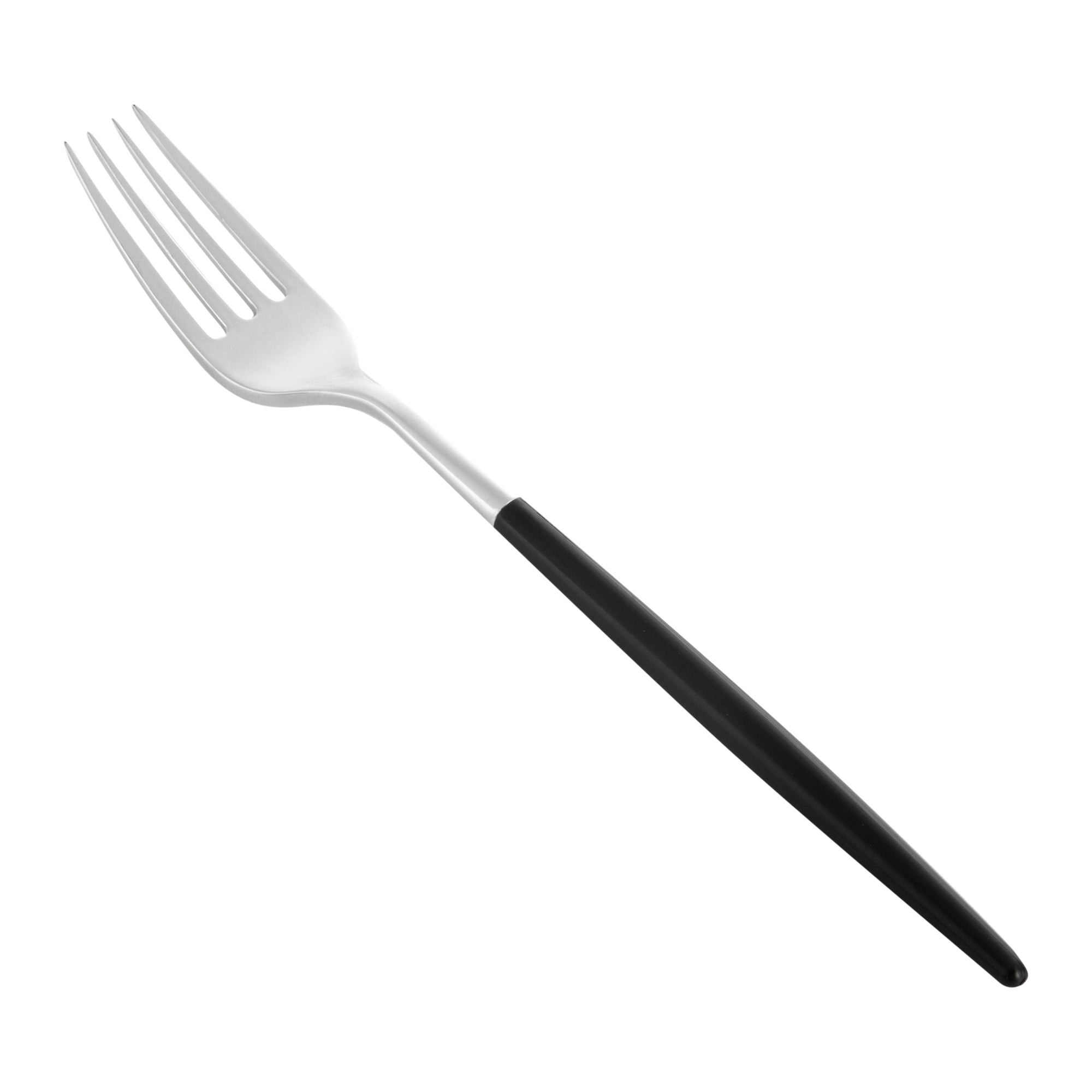 Moderna Silver Plastic Fork - with Black Handle - 7 1/2" - 50 count box
