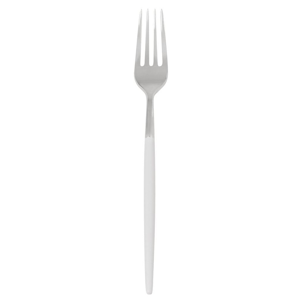 Moderna Silver Plastic Fork - with White Handle - 7 1/2" - 50 count box