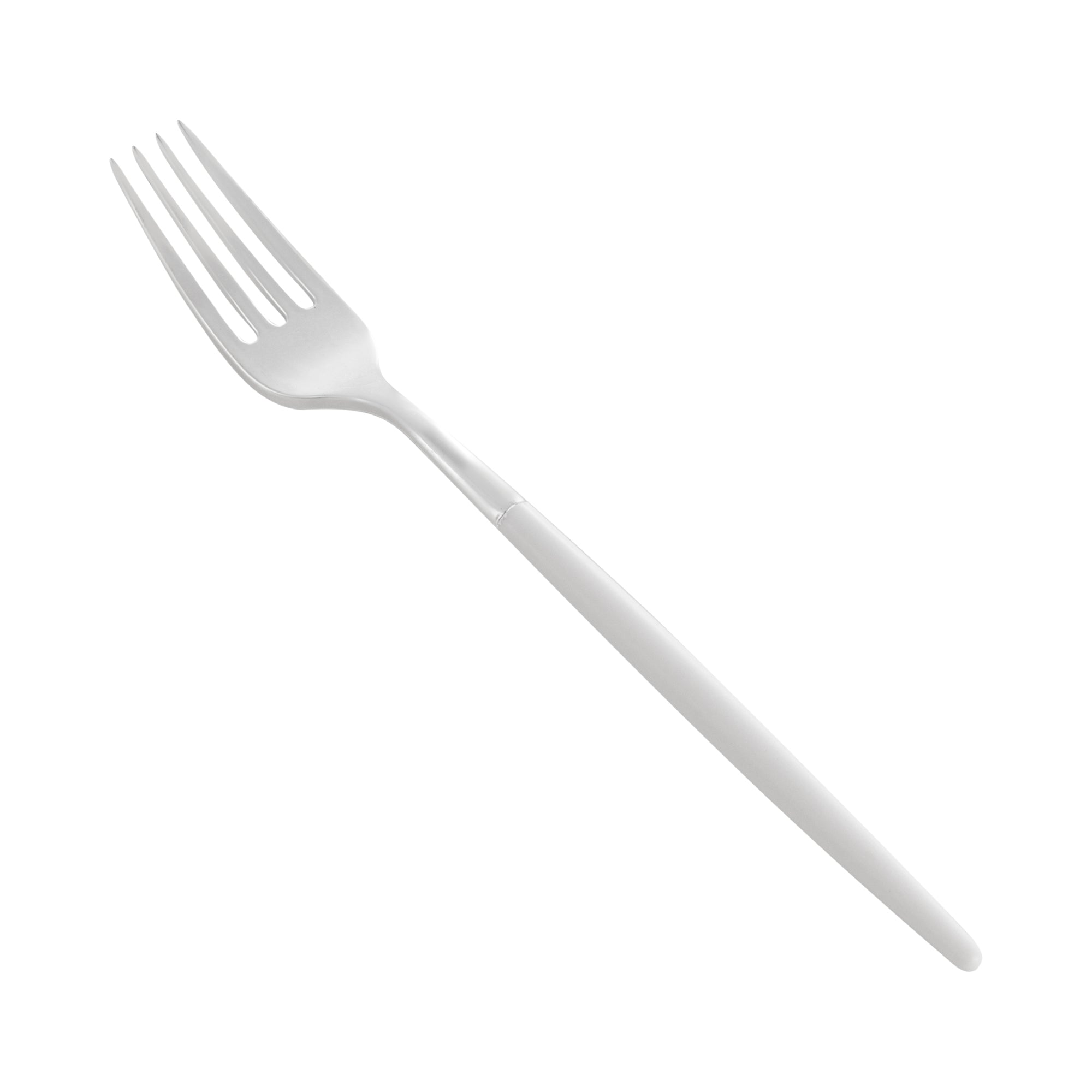 Moderna Silver Plastic Fork - with White Handle - 7 1/2" - 50 count box
