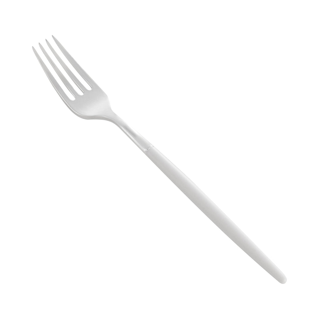 Moderna Silver Plastic Fork - with White Handle - 7 1/2" - 500 count box