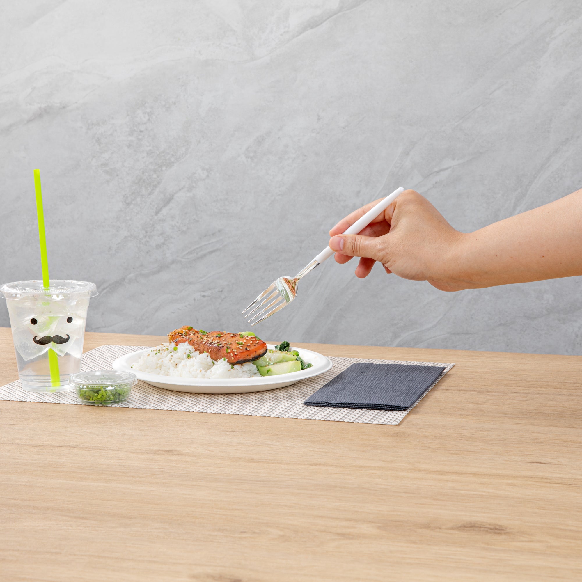 Moderna Silver Plastic Fork - with White Handle - 7 1/2" - 500 count box