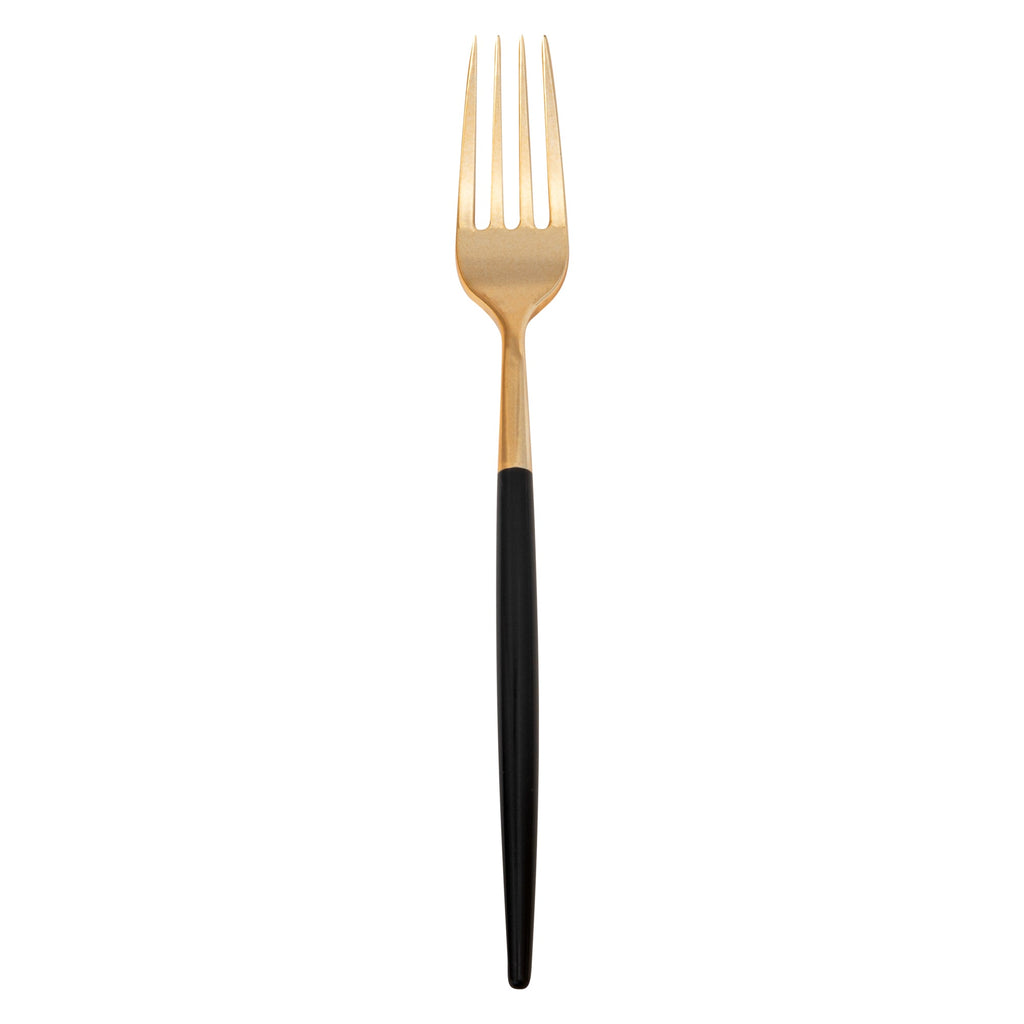 Moderna Gold Plastic Fork - with Black Handle - 7 1/2" - 50 count box