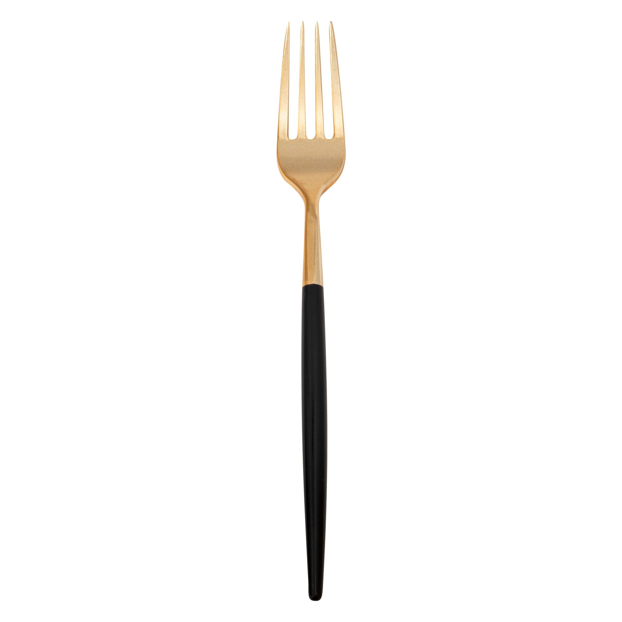 Moderna Gold Plastic Fork - with Black Handle - 7 1/2" - 50 count box