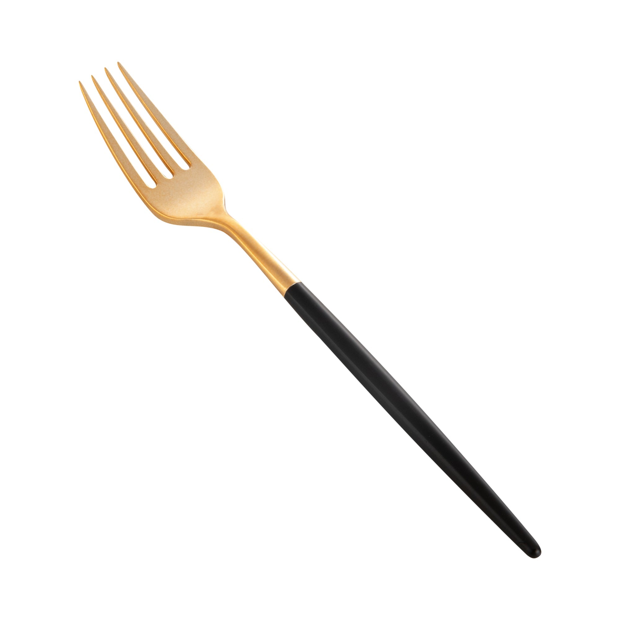 Moderna Gold Plastic Fork - with Black Handle - 7 1/2" - 50 count box